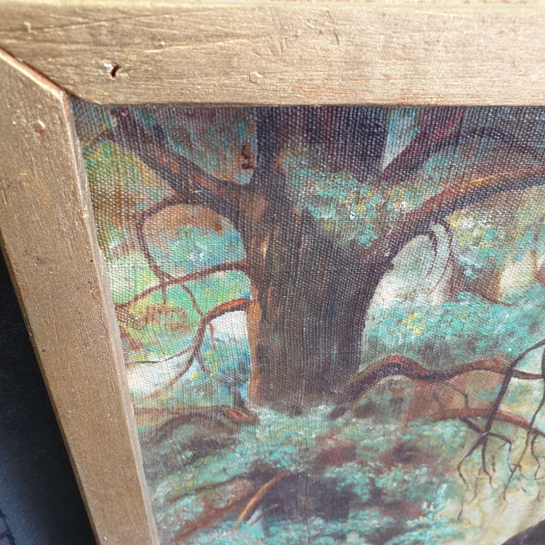 Репродукция картины "Утро в сосновом лесу", холст, масло, скопировал Латин, холст 71х51 см. Картинка 6